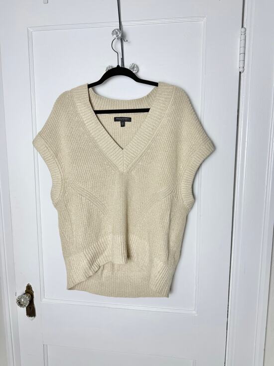Banana Republic Sweaters - Banana Republic Tan Beige Drop Shoulder Slouchy Sweater Vest Cotton M/L